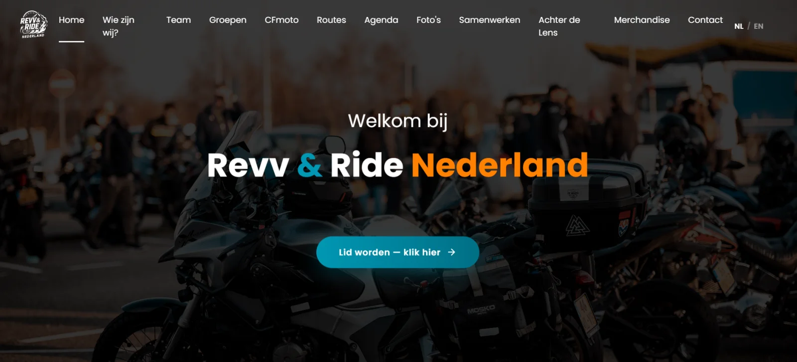 Screenshot of the website of Revv & Ride